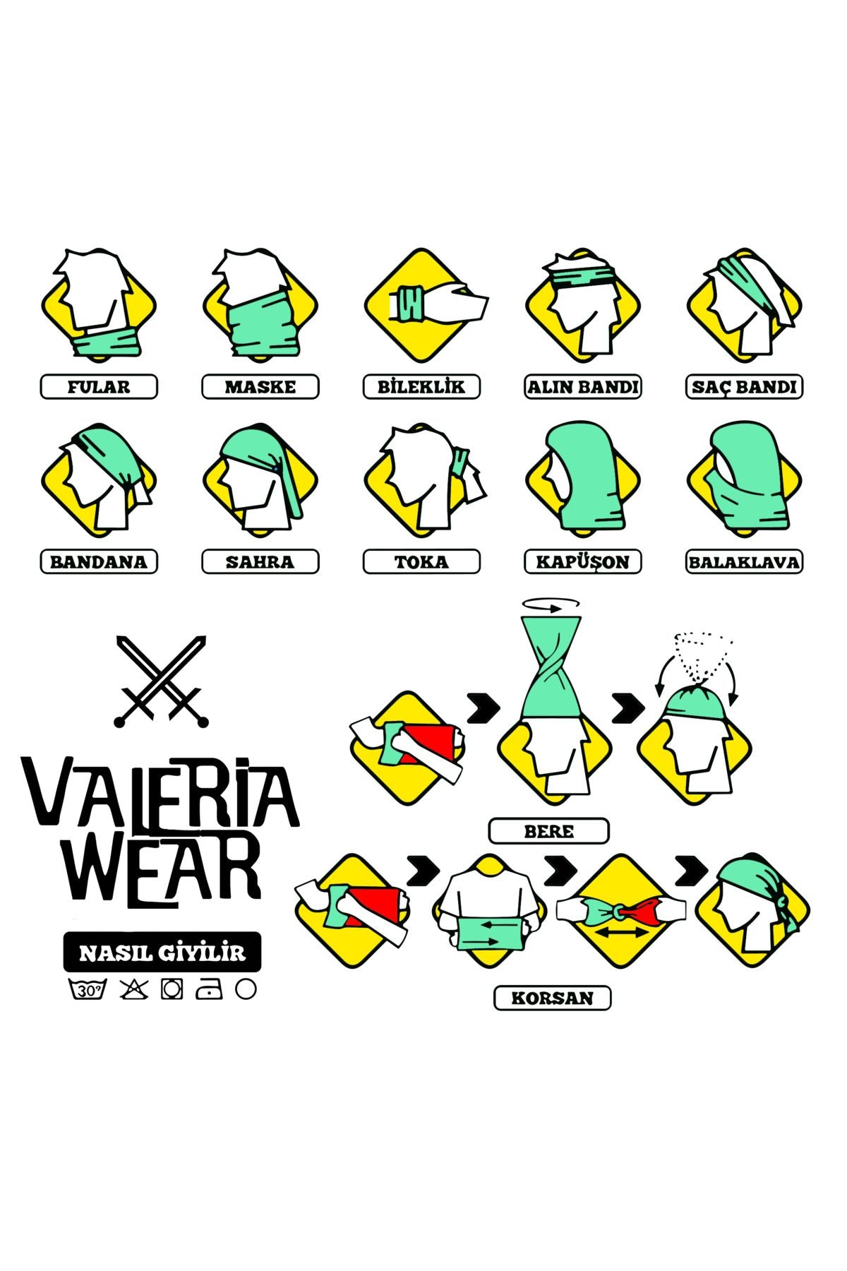 Valeria Wear buff bandana - motorsiklet, outdoor ve günlük kullanım için dikişsiz boyunluk