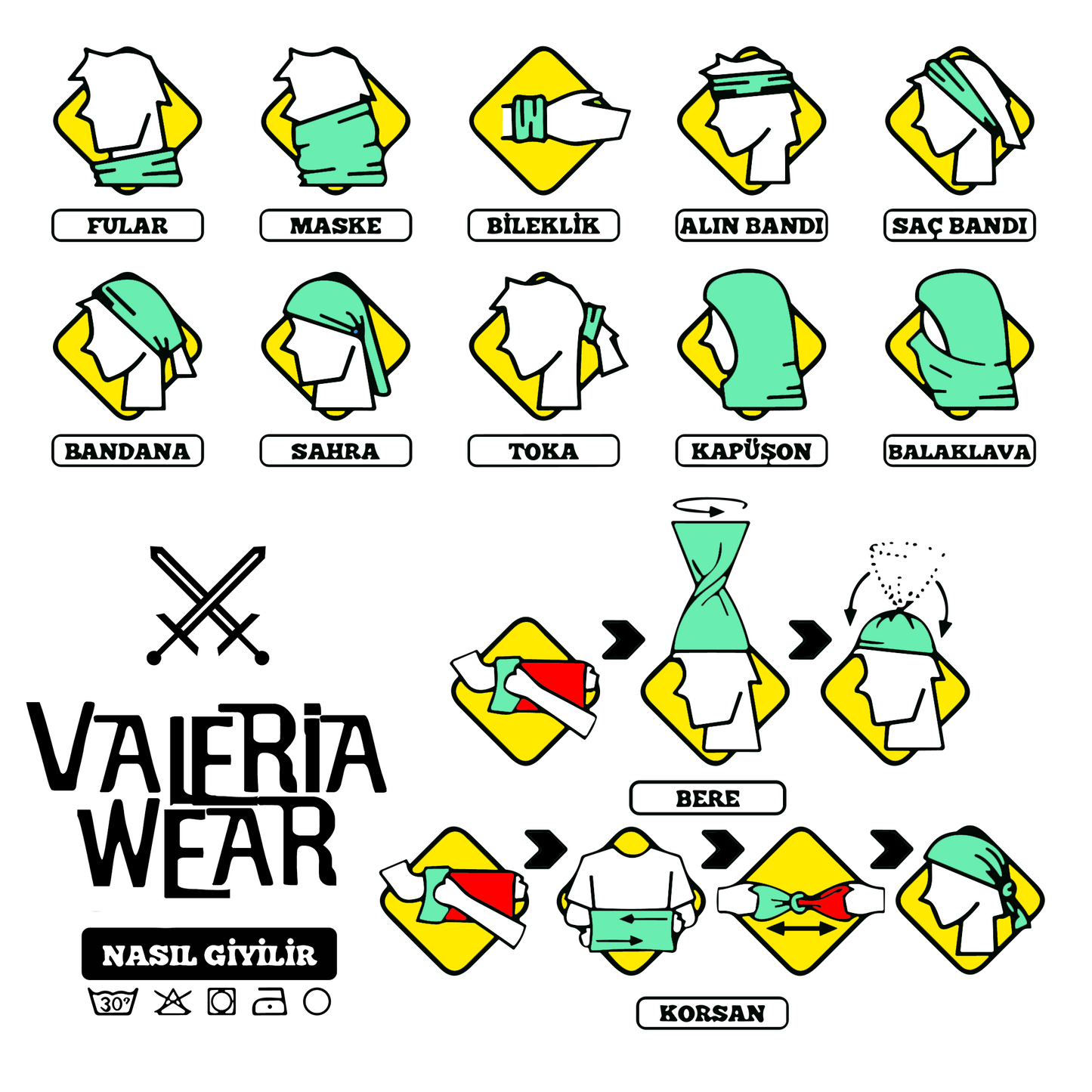 Valeria Wear buff bandana - motorsiklet, outdoor ve günlük kullanım için dikişsiz boyunluk