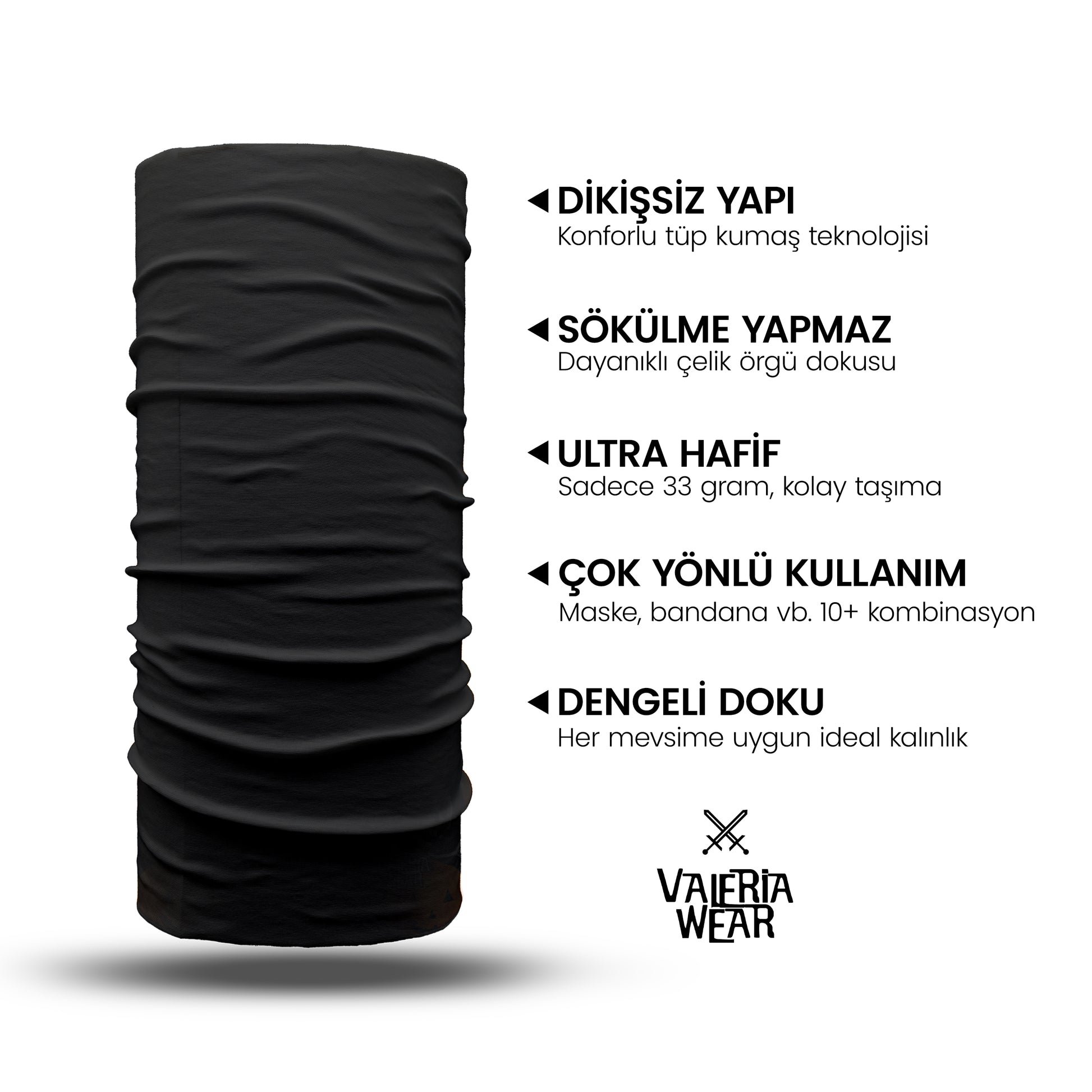 Valeria Wear buff bandana - motorsiklet, outdoor ve günlük kullanım için dikişsiz boyunluk